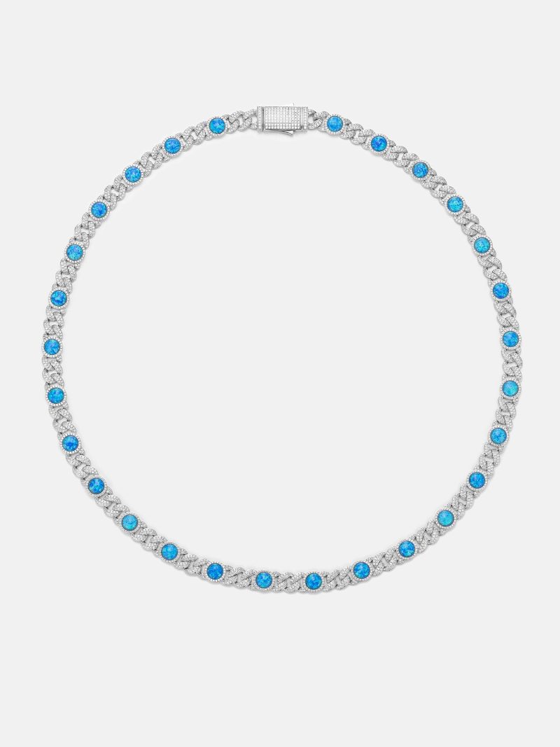 10mmMoissanite BlueOpalClassicCubanChain 1