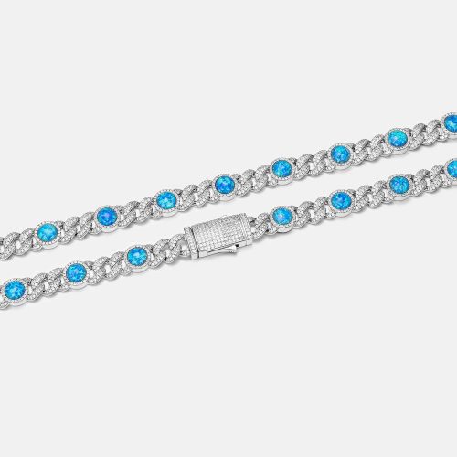 10mmMoissanite BlueOpalClassicCubanChain 3