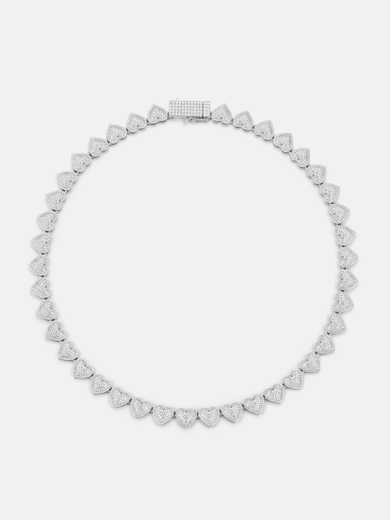 10mmWhiteGoldMoissaniteHeartNecklace 2