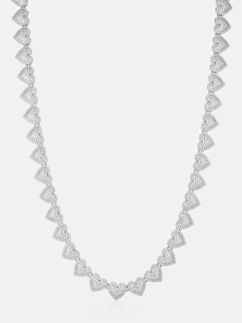 10mmWhiteGoldMoissaniteHeartNecklace 3