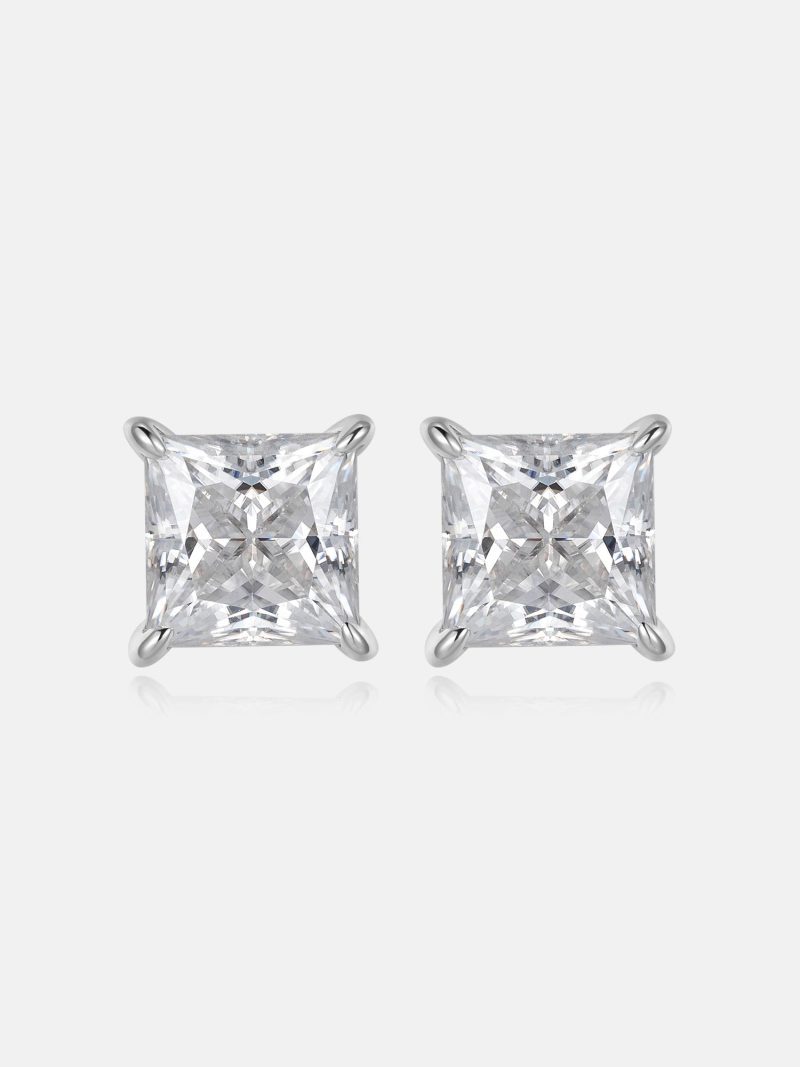 2CTPrincessCutMoissaniteStudEarrings 1