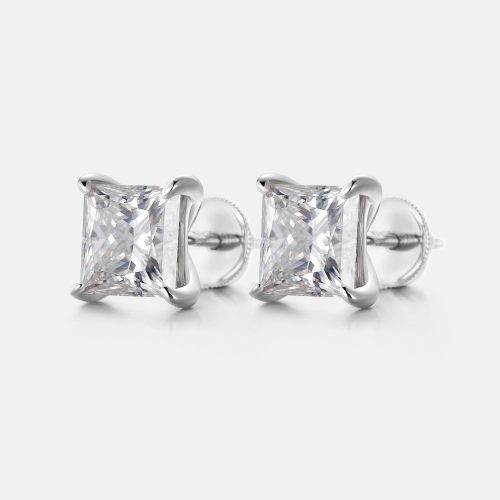 2CTPrincessCutMoissaniteStudEarrings 2