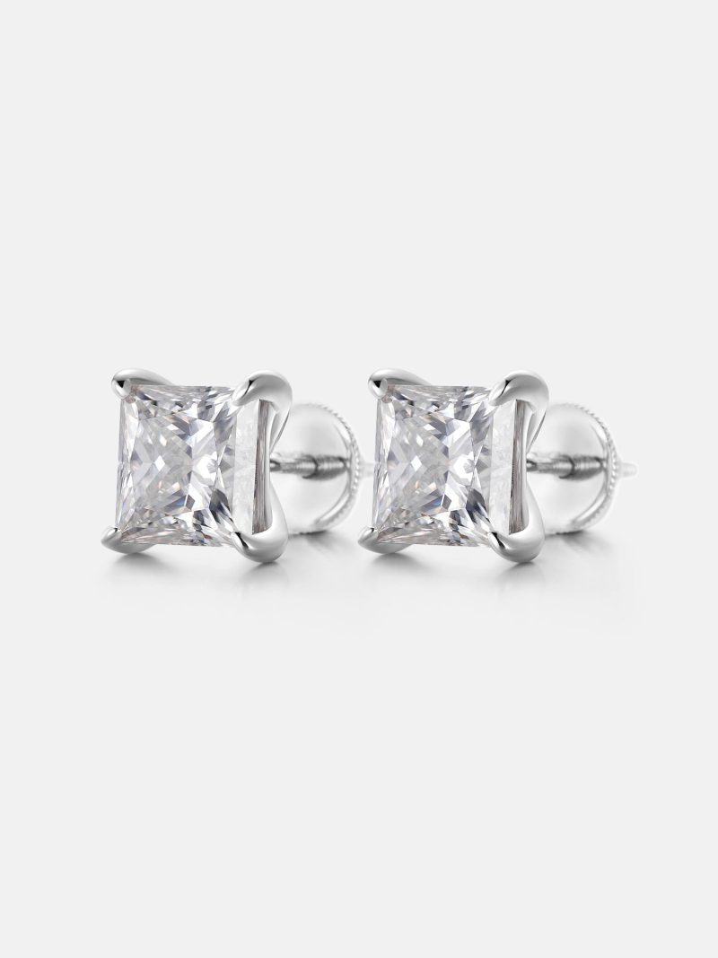 2CTPrincessCutMoissaniteStudEarrings 2