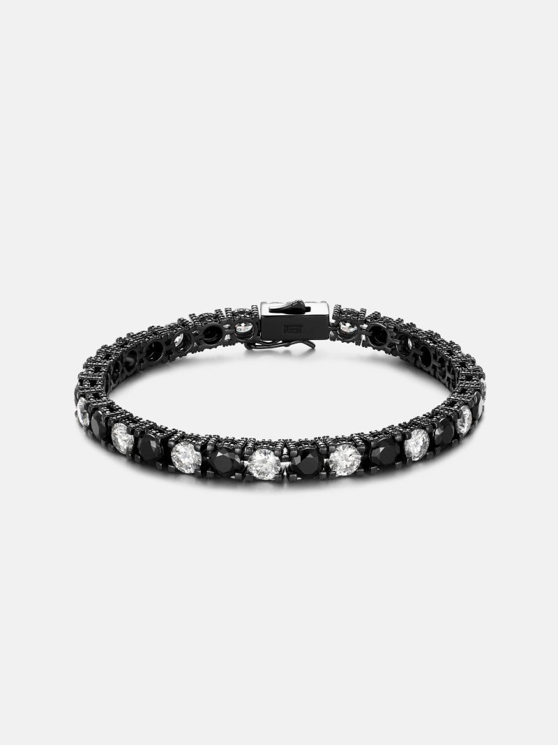 5MMFullIcedBlack WhiteMoissaniteTennisBraceletInBlackGold 1