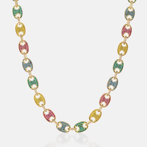 10MM S925 Moissanite Colored Gem G-Link Chain