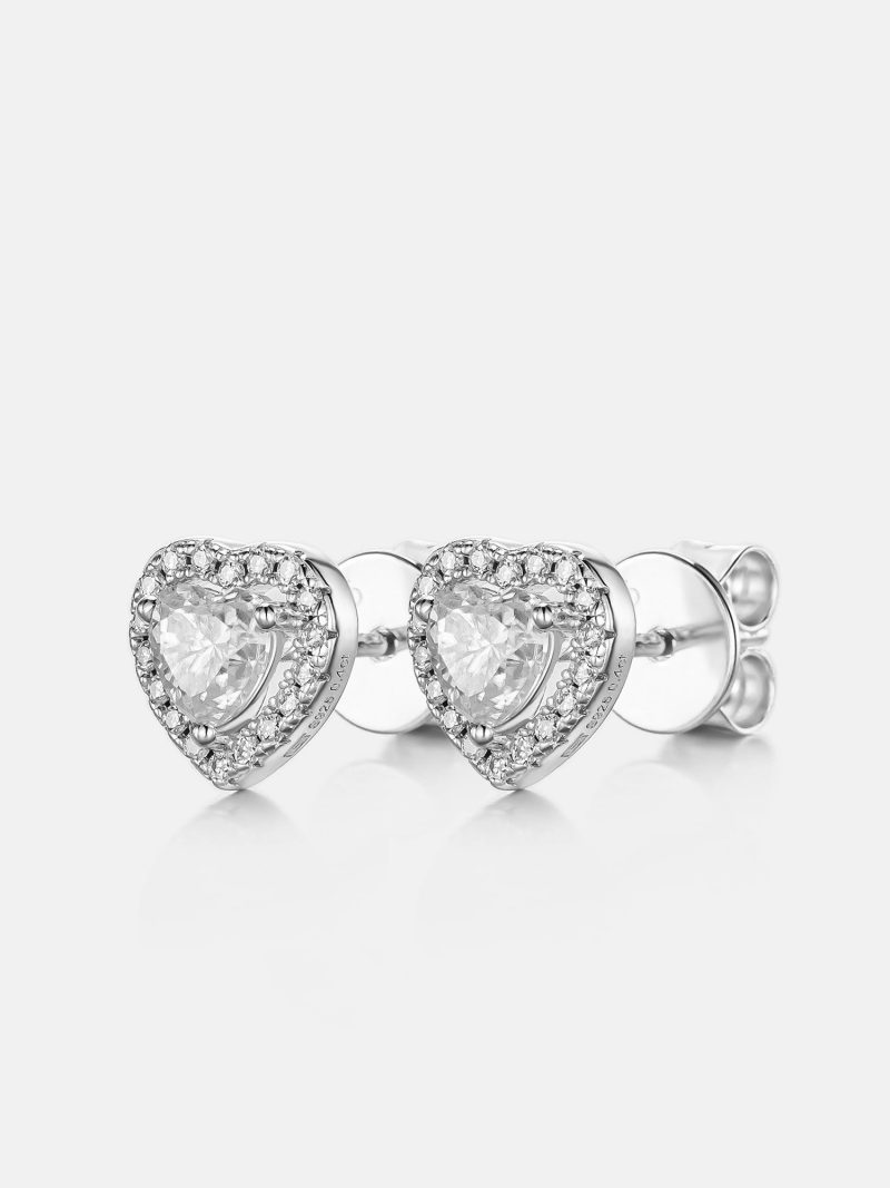 925SterlingSilverMoissaniteHeartShapedHaloEarrings 4