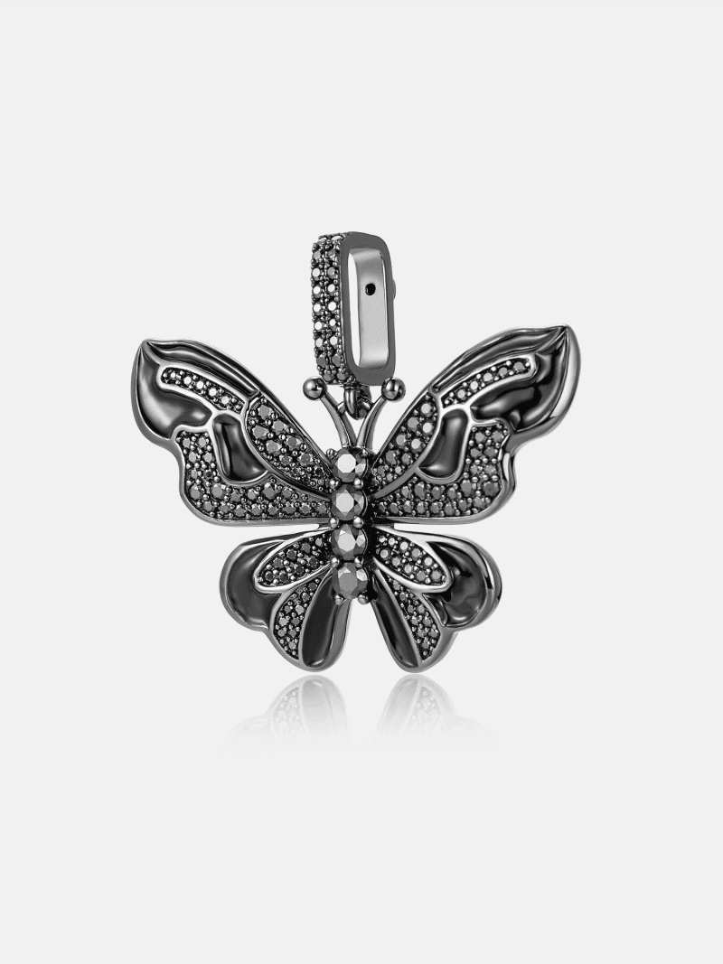 BlackMoissaniteButterflyPendantInBlackGold 1