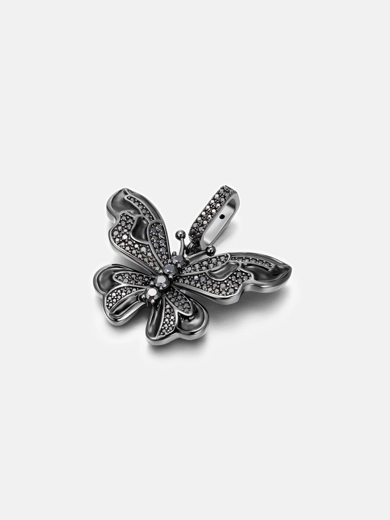 BlackMoissaniteButterflyPendantInBlackGold 2