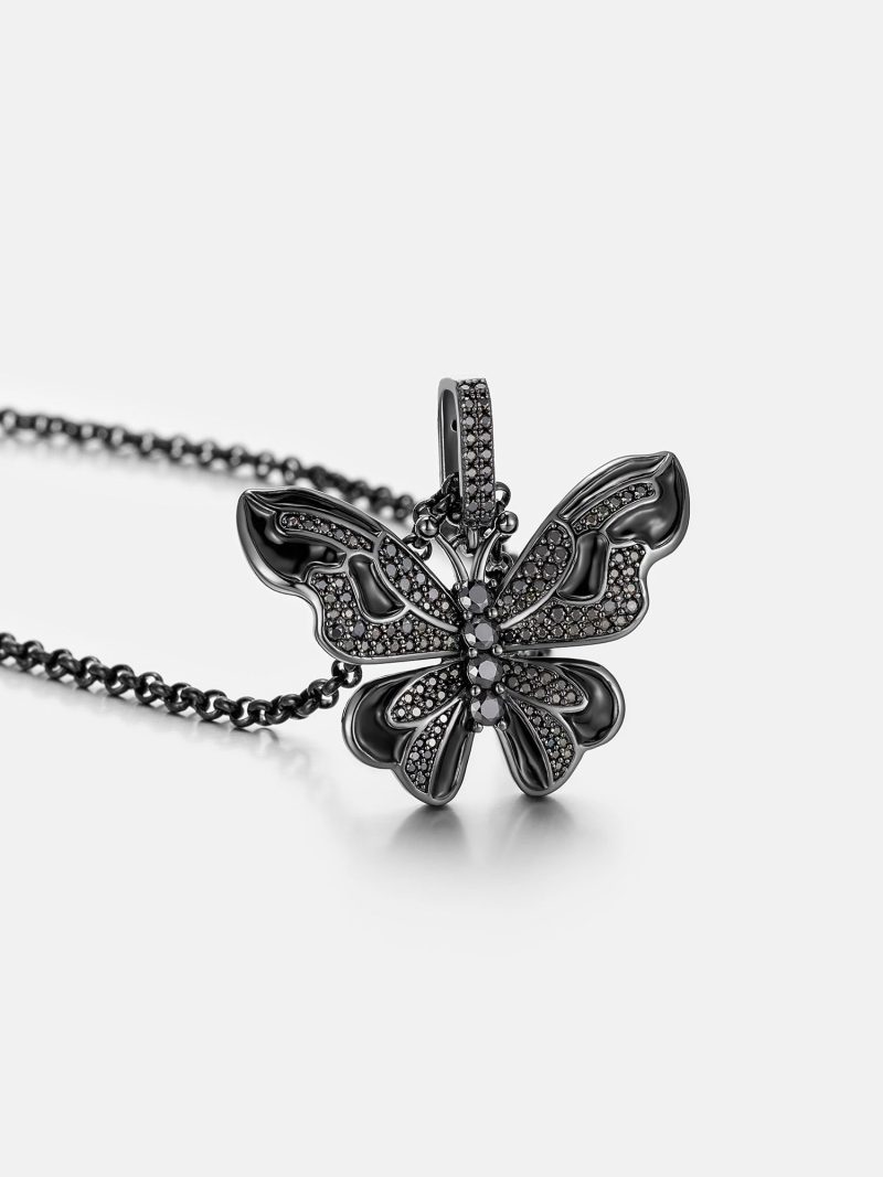 BlackMoissaniteButterflyPendantInBlackGold 3