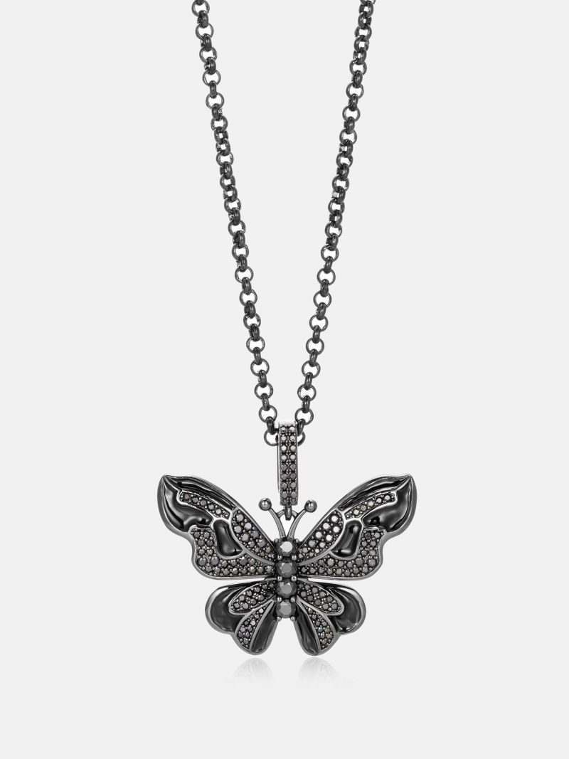 BlackMoissaniteButterflyPendantInBlackGold 4