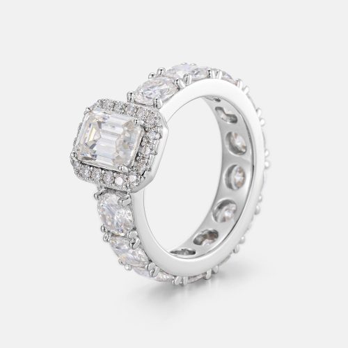 EmeraldCutMoissaniteHaloDiamondEngagementRing 4