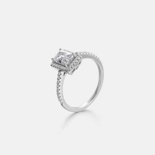 HaloRadiantCutMoissaniteEngagementRing 1