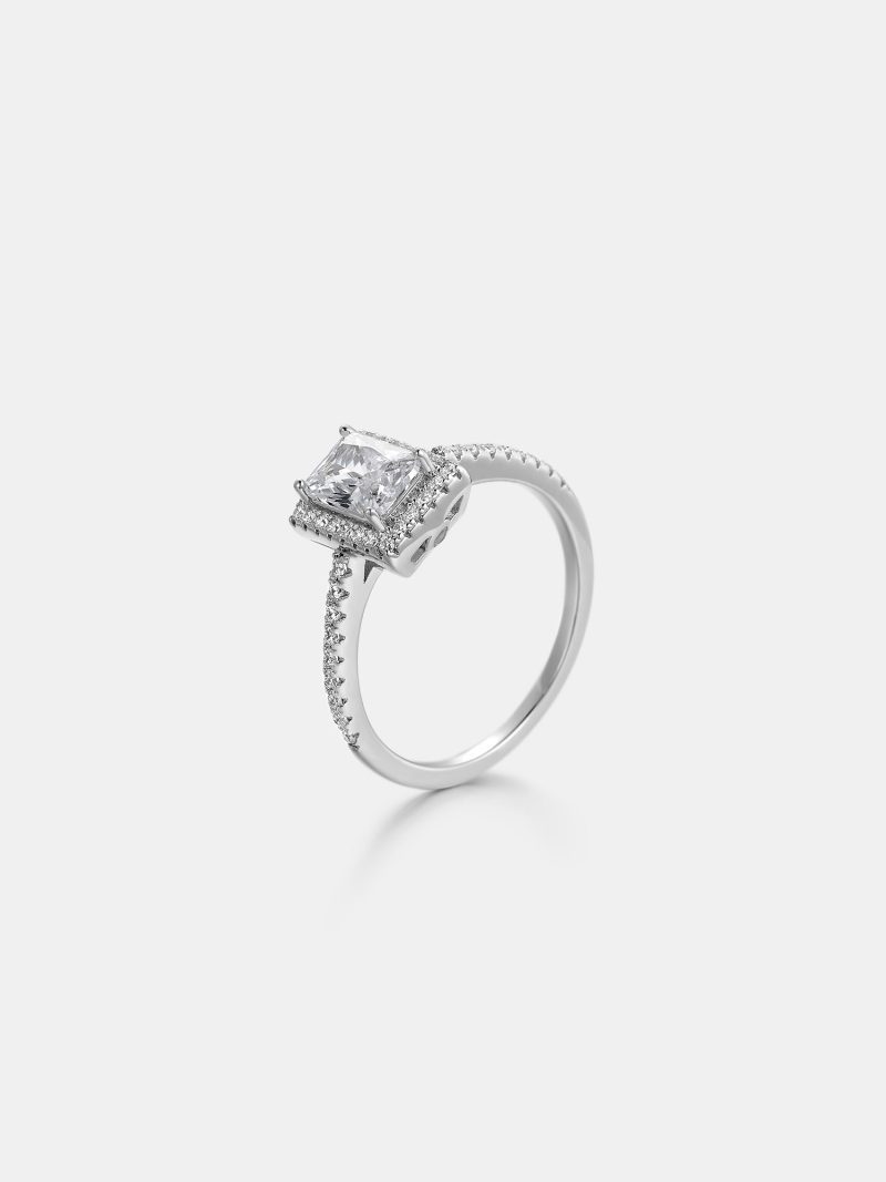 HaloRadiantCutMoissaniteEngagementRing 1