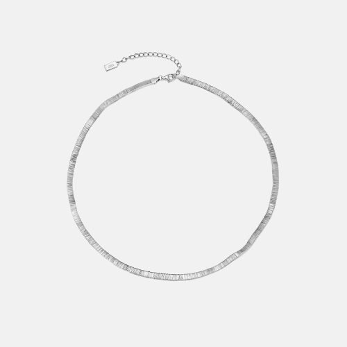 ItalianSilverWideFlatSnakeNecklace 1