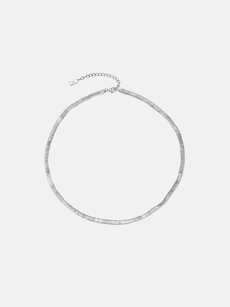 ItalianSilverWideFlatSnakeNecklace 1