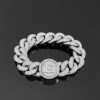 Diamond Cuban Link Bracelet (19mm) In White Gold - iGT