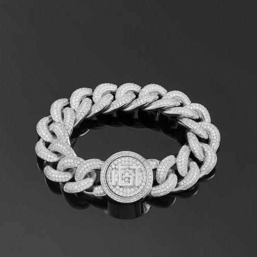 Diamond Cuban Link Bracelet (19mm) In White Gold - iGT