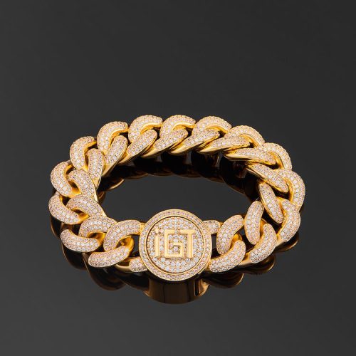 Diamond Cuban Link Bracelet (19mm) In Yellow Gold - iGT