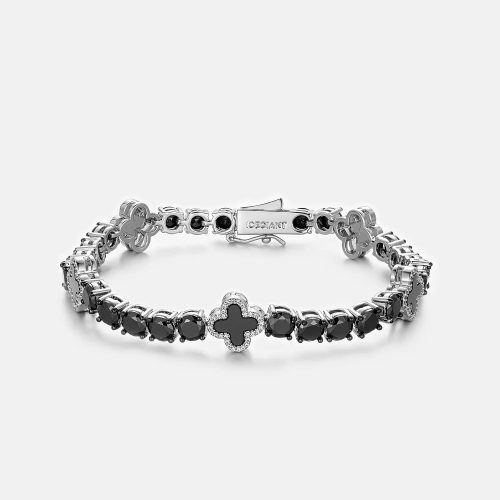 MoissaniteBlackAgateFourLeafCloverTennisBracelet 1