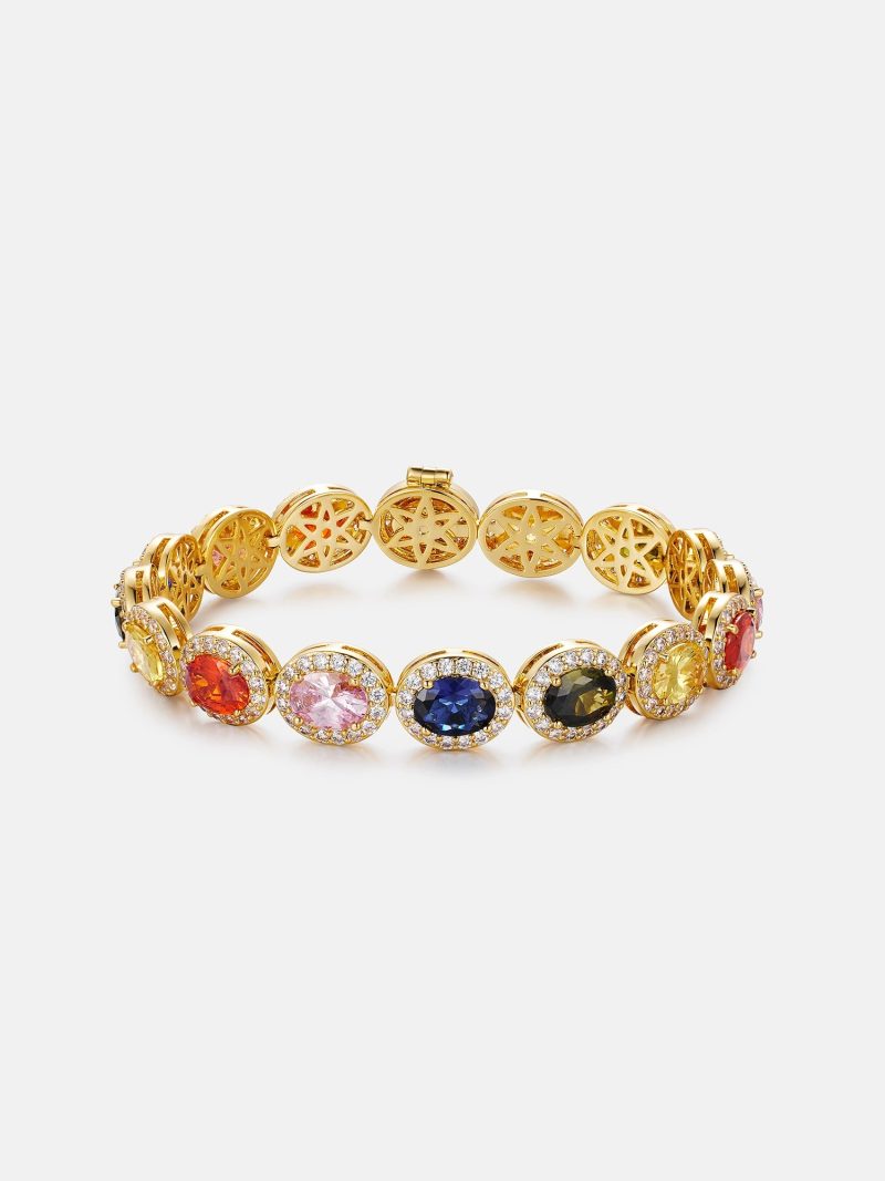 MoissaniteMulti colorOvalGemBracelet 1