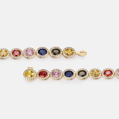 MoissaniteMulti colorOvalGemBracelet 3