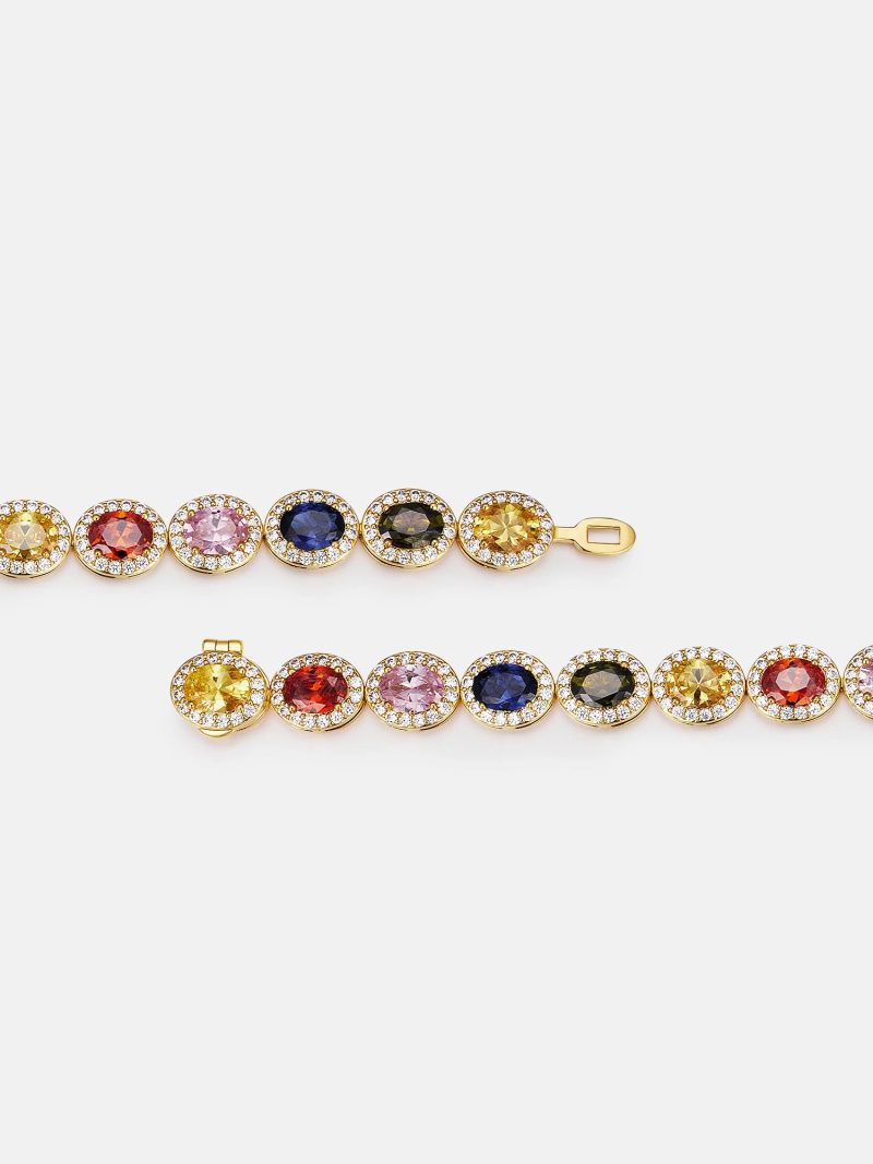 MoissaniteMulti colorOvalGemBracelet 3