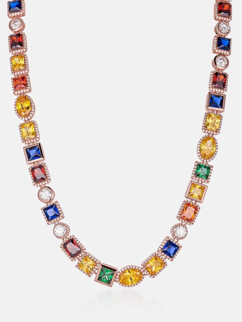 OBJS925MoissaniteMultiGemstoneChain