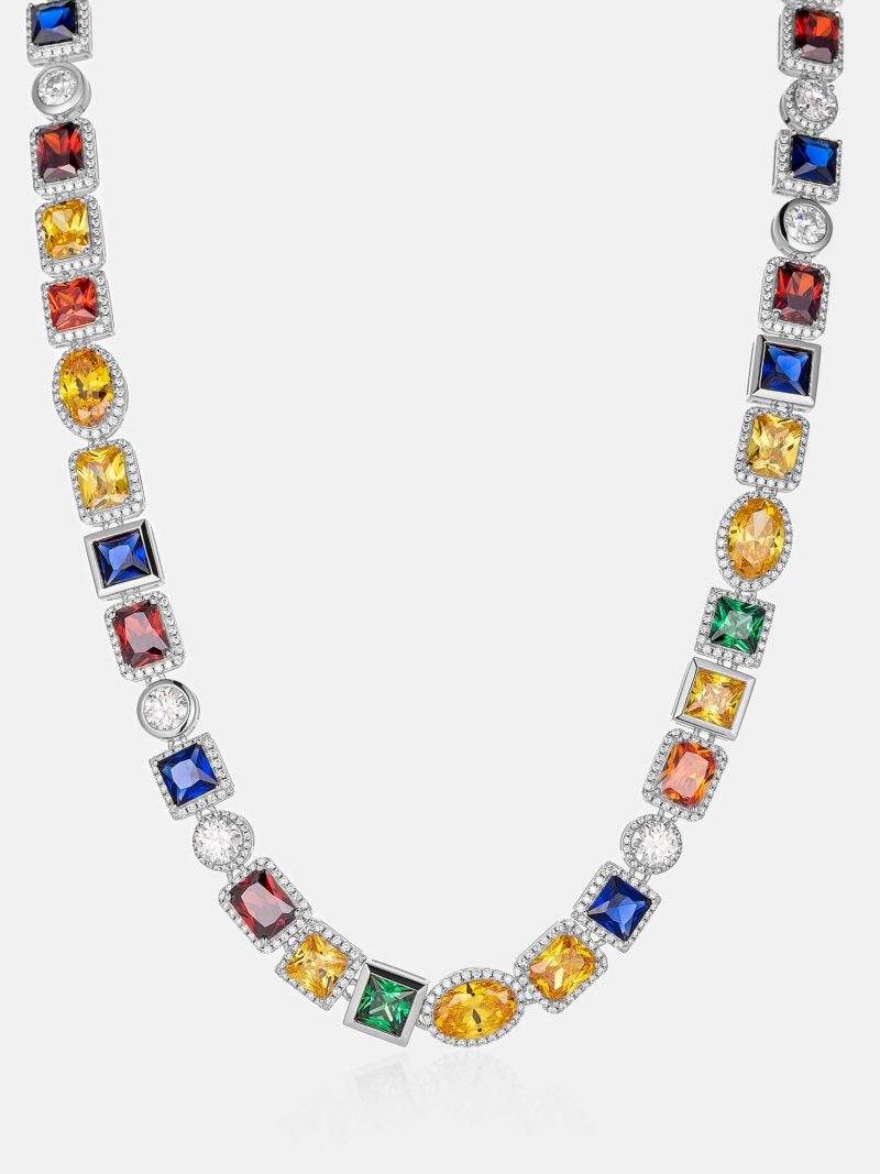 OBJS925MoissaniteMultiGemstoneChain 1