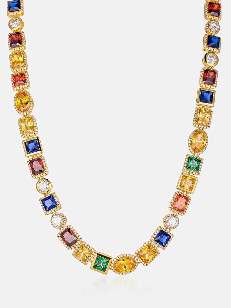 OBJS925MoissaniteMultiGemstoneChain 2