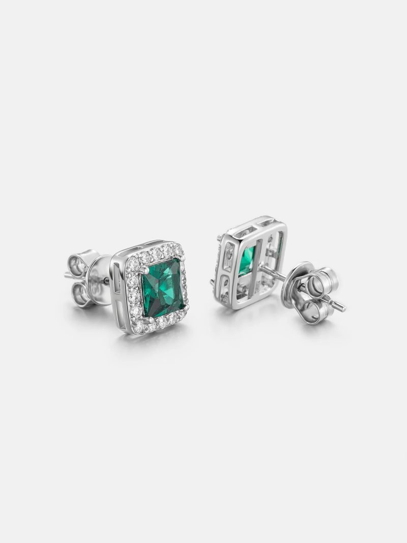 S925GreenMoissaniteSquareStudEarrings 4 f985d5f5 39d2 4cce 94a3 5f0b392b2e15