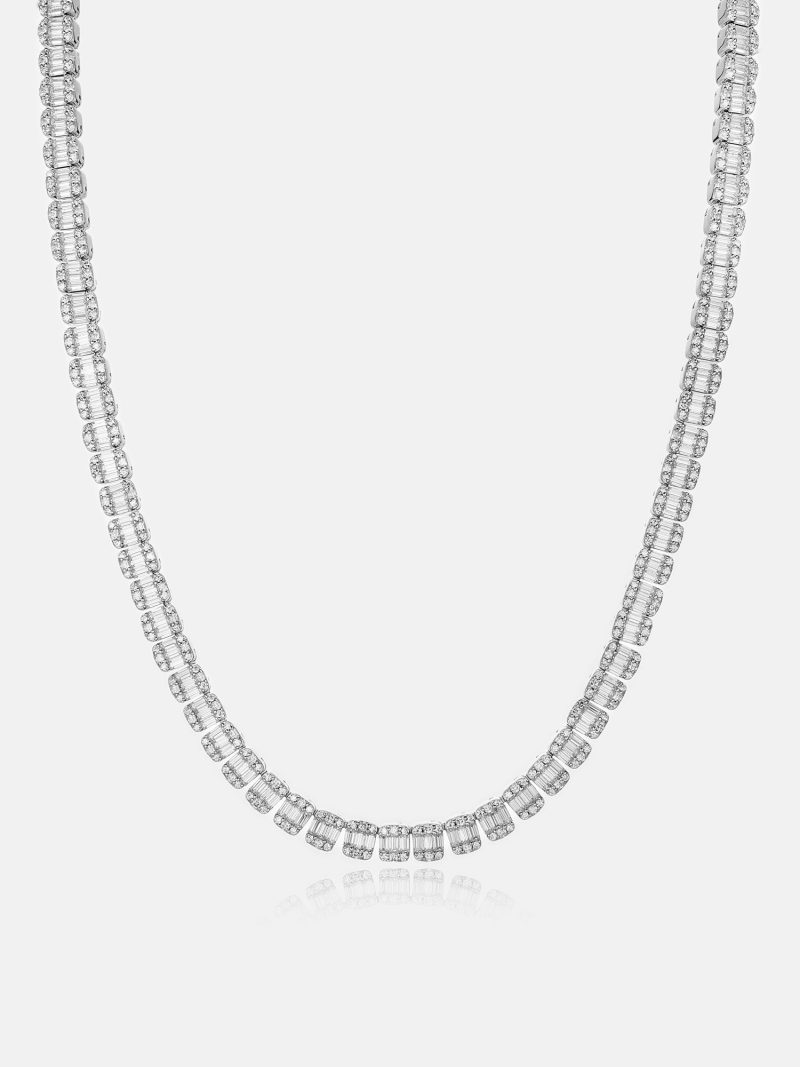 S925Moissanite6mmBaguetteTennisChain