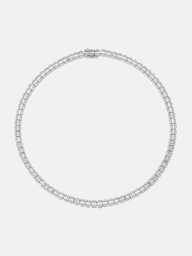 S925Moissanite6mmBaguetteTennisChain 4