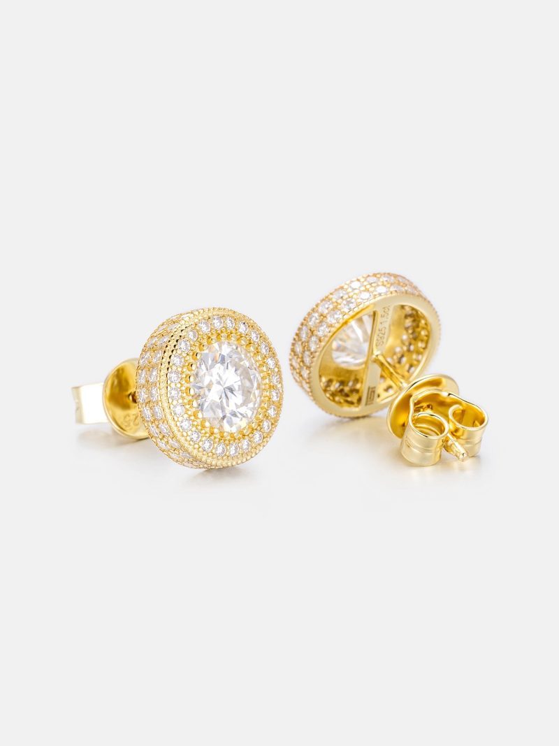 S925MoissaniteIcedButtonEarrings 1