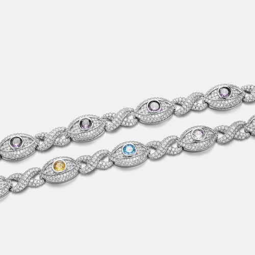 S925MoissaniteMultiGemstoneEvilEyeEternityBracelet 1 df7bb68c ecf4 46fa 8a27 b199f3fe1689