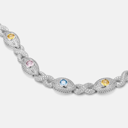 S925MoissaniteMultiGemstoneEvilEyeEternityChain 3