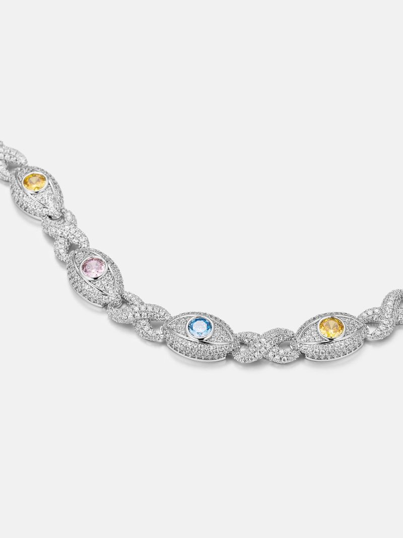 S925MoissaniteMultiGemstoneEvilEyeEternityChain 3