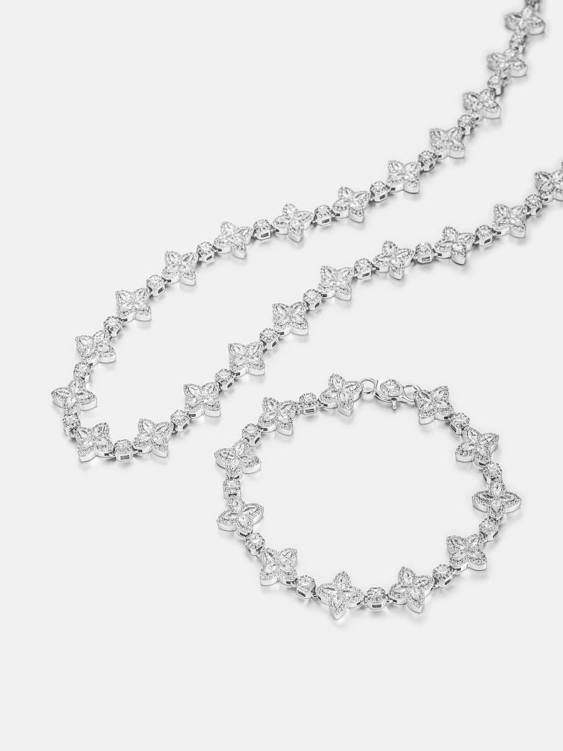 S925MoissanitePrincessFlowerChainOrBracelet