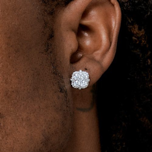 S925MoissaniteRoundCutClusterEarrings