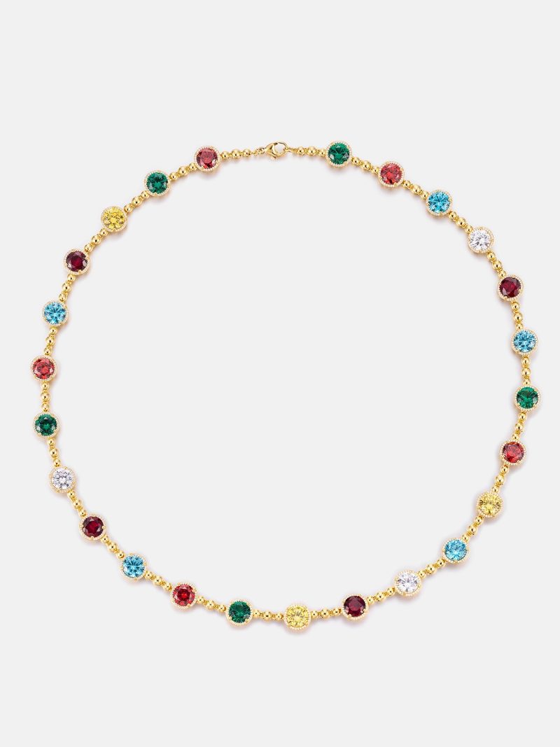 S925MoissaniteSpikedMultiGemstoneNecklace 3