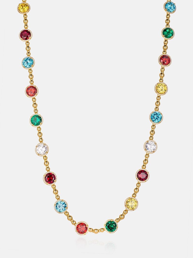 S925MoissaniteSpikedMultiGemstoneNecklace 4