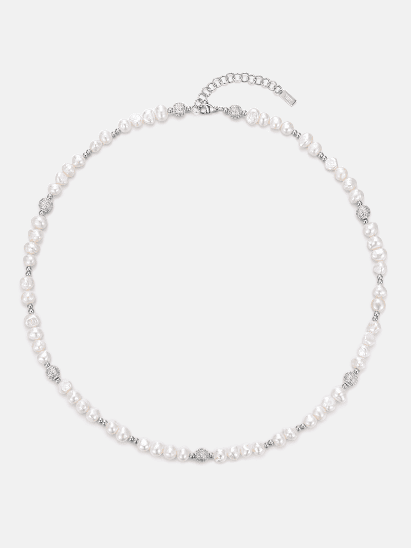 S925PearlMoissaniteBeadedChain 3